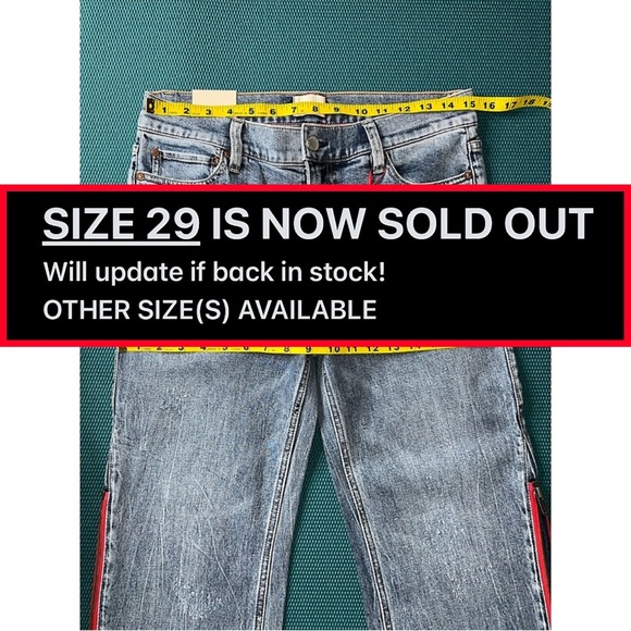 Alice + Olivia Rey Side Zipper Blue Red Wide Leg Jeans - Picture 7 of 13